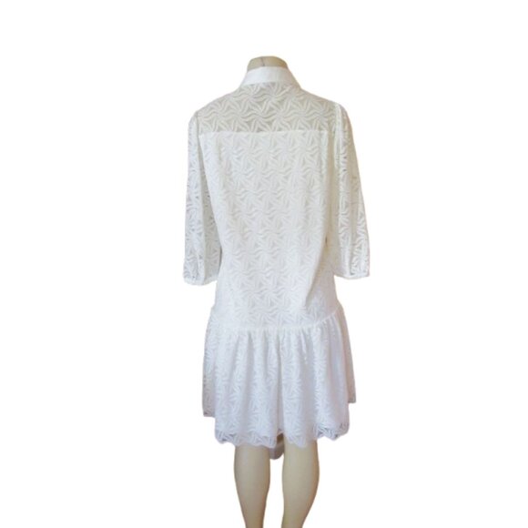 New, White Esqualo Lace Shirt Dress With 3/4 Sleeves & Collar Size 8 - Picture 5 of 10